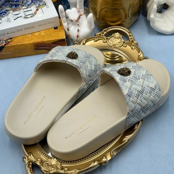 🆕 KURT GEIGER LONDON 🧿 NWOB Meena Eagle Slide, White Stripe - Sz 39 US 8.5 - Picture 12 of 15